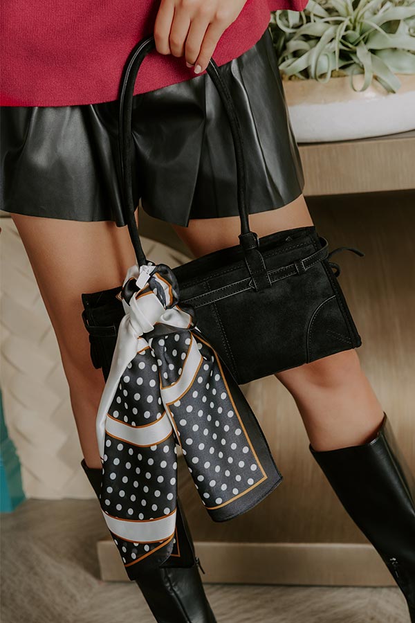 Uptown Charm Faux Suede Purse in Black Image - 1