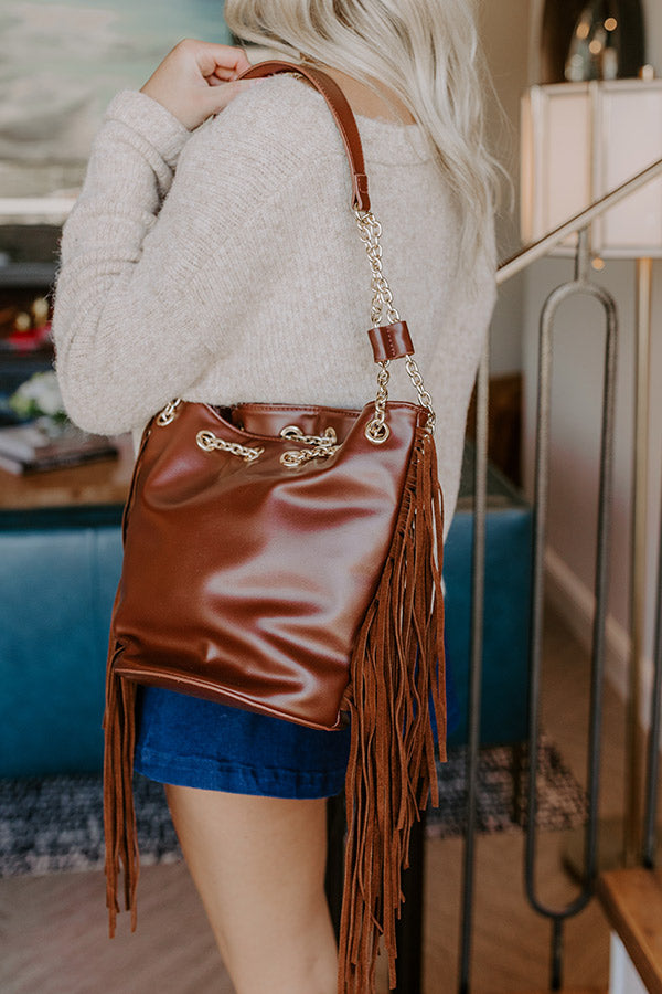 Chic Moment Faux Leather Fringe Purse in Chestnut Image 2