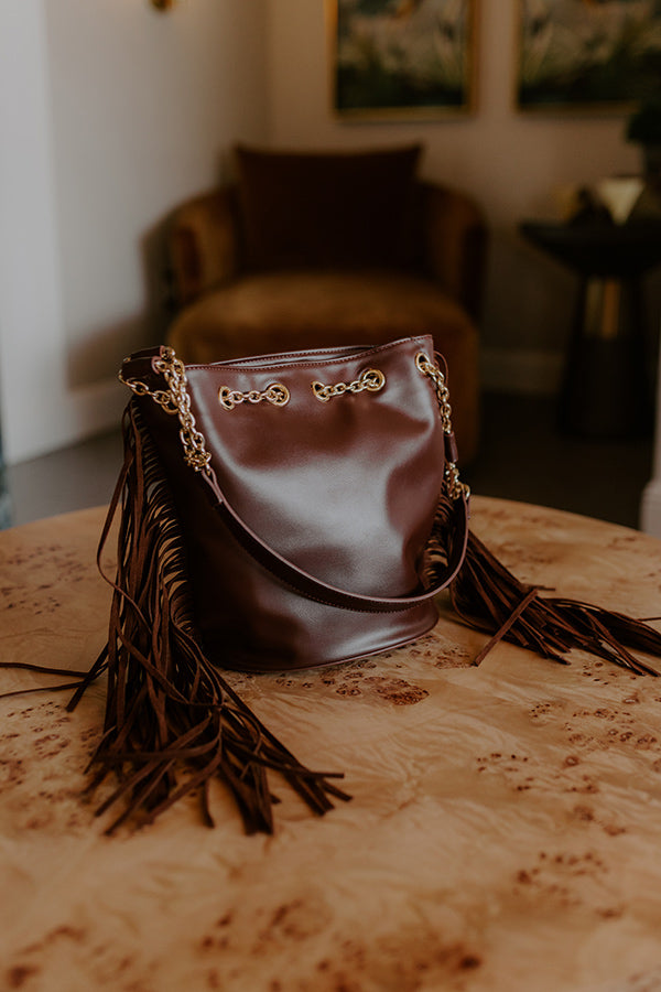 Chic Moment Faux Leather Fringe Purse in Chestnut Image 1