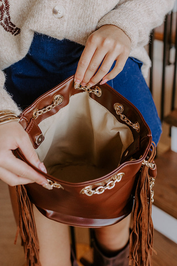Chic Moment Faux Leather Fringe Purse in Chestnut Image 4