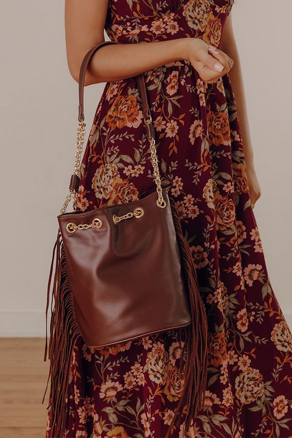 Chic Moment Faux Leather Fringe Purse in Chestnut Image - 1