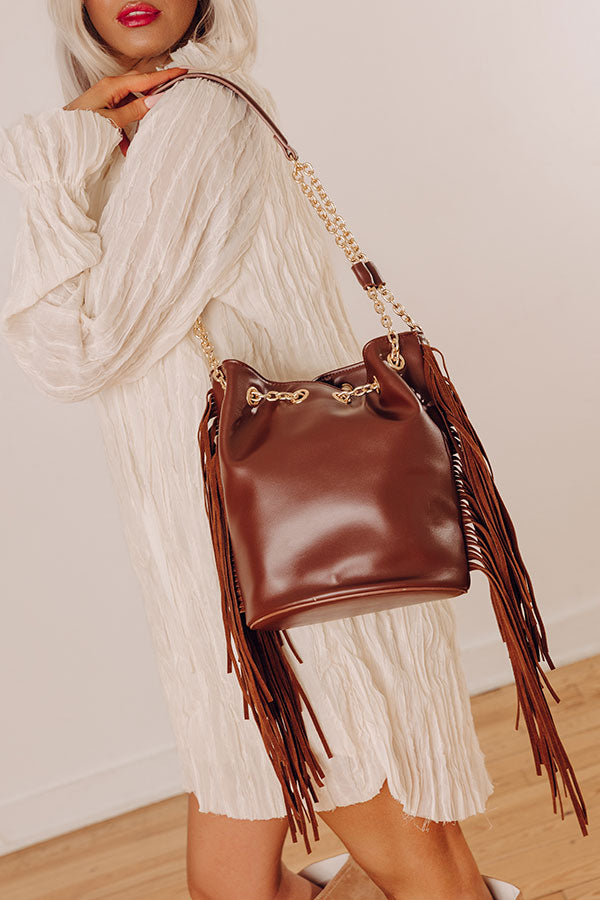 Chic Moment Faux Leather Fringe Purse in Chestnut Image - 1