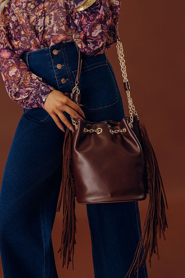 Chic Moment Faux Leather Fringe Purse in Chestnut Image - 1