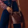Chic Moment Faux Leather Fringe Purse in Chestnut Image - 1