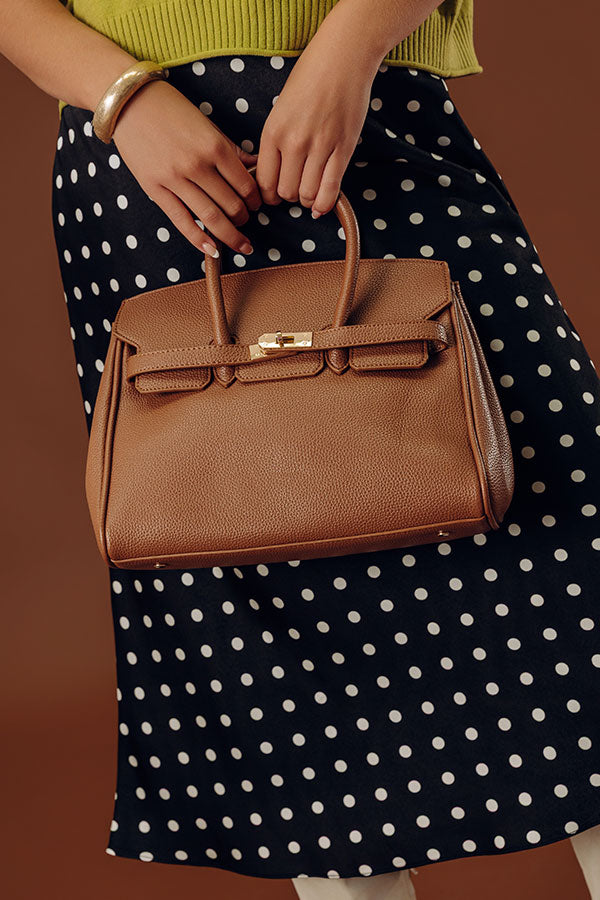 Midtown Charm Faux Leather Purse in Camel
