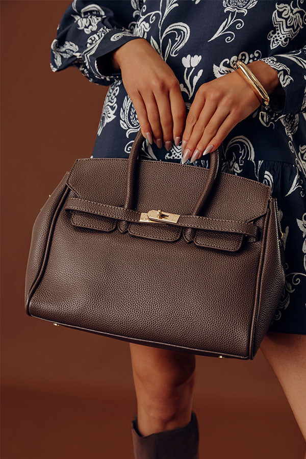 Midtown Charm Faux Leather Purse in Chestnut