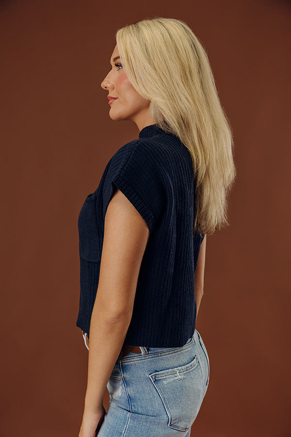 Poetry And Lattes Knit Top in Navy Image - 2