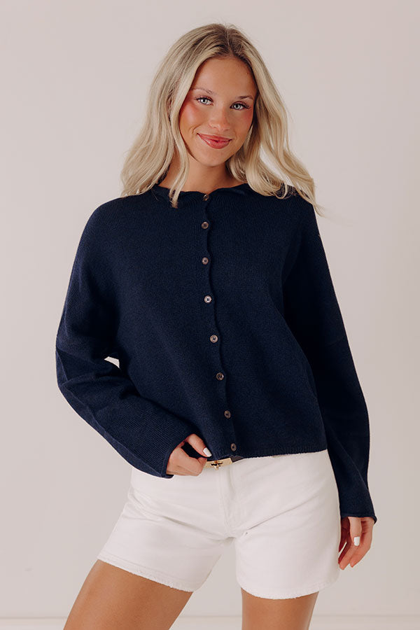Cozy Mornings Knit Cardigan in Navy Image - 1