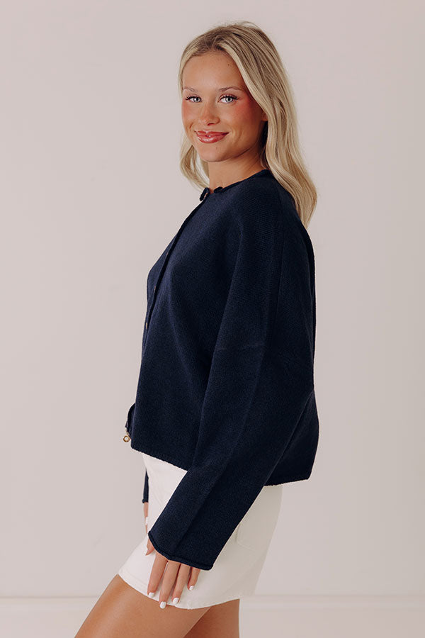 Cozy Mornings Knit Cardigan in Navy Image - 3