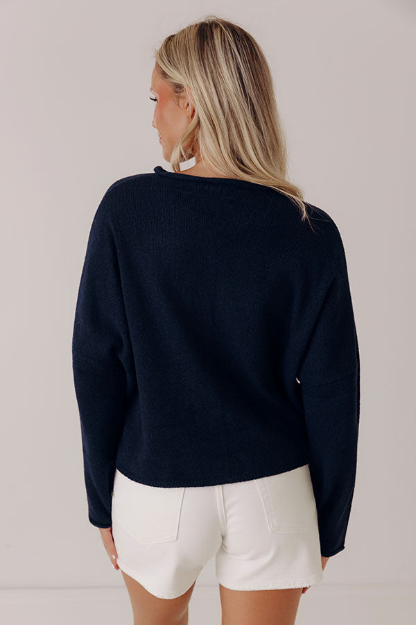 Cozy Mornings Knit Cardigan in Navy Image - 4