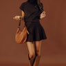The Vineyard Affair High Waist Knit Mini Skirt in Chocolate Image - 1