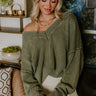 Cozy Mindset Vintage Wash Knit Sweater in Sage Image 1
