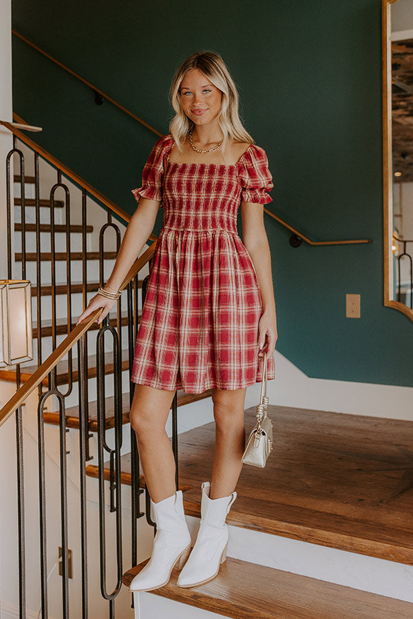 Cider Season Smocked Mini Dress in Wine L / Wine Cider Season Smocked Mini Dress in Wine L / Wine