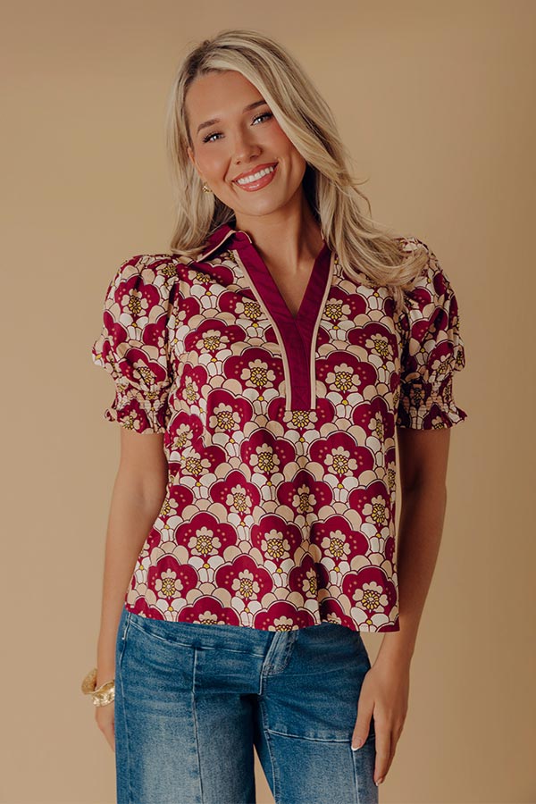 Mulled Wine Hour Floral Top