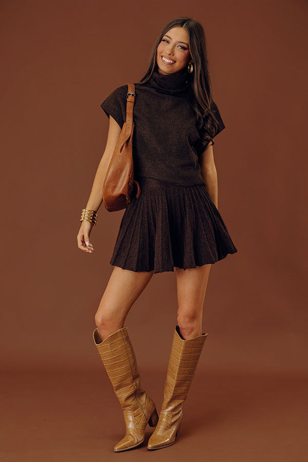 The Vineyard Affair Knit Top in Chocolate Image - 2