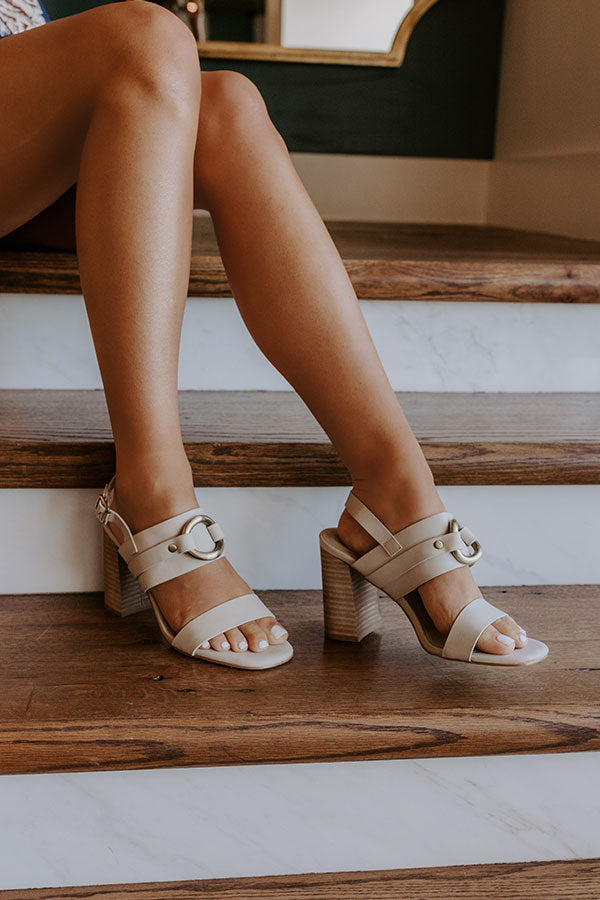 Hannah Faux Leather Heel in Stone Image 1