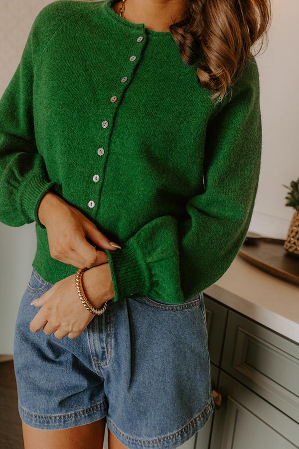 Classic Charm Knit Cardigan in Green Image 2