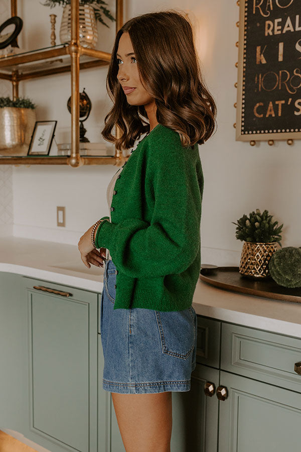 Classic Charm Knit Cardigan in Green Image 4