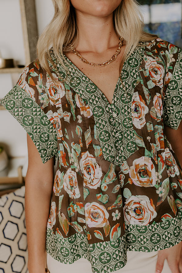 Merlot Whisper Floral Top in Mocha Image 4