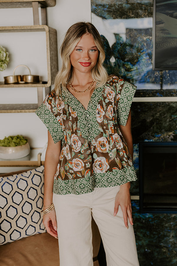 Merlot Whisper Floral Top in Mocha Image 2