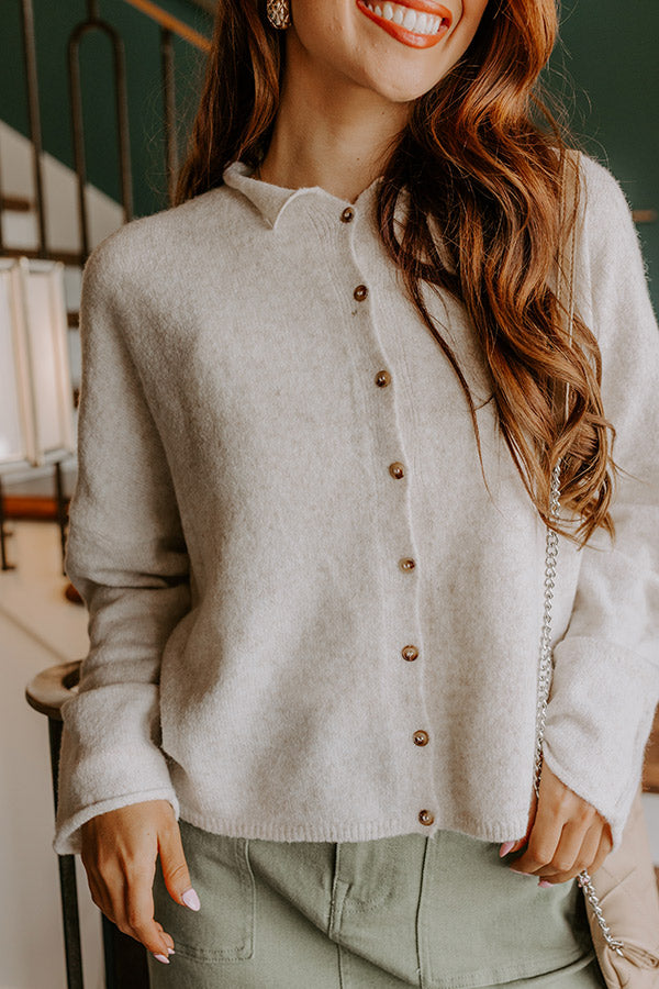 Cozy Mornings Knit Cardigan in Oatmeal Image 3