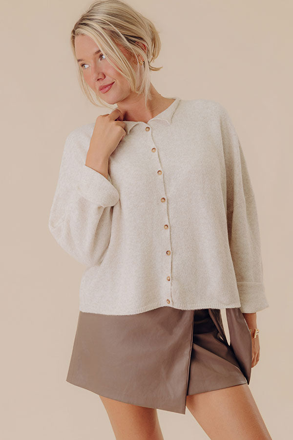 Cozy Mornings Knit Cardigan in Oatmeal Image - 1