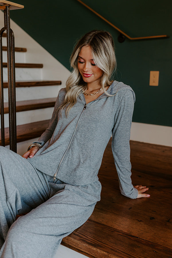 Soft Focus Zip Up Sweater in Grey Image 2