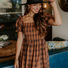 Cider Season Smocked Mini Dress in Cinnamon Image 1