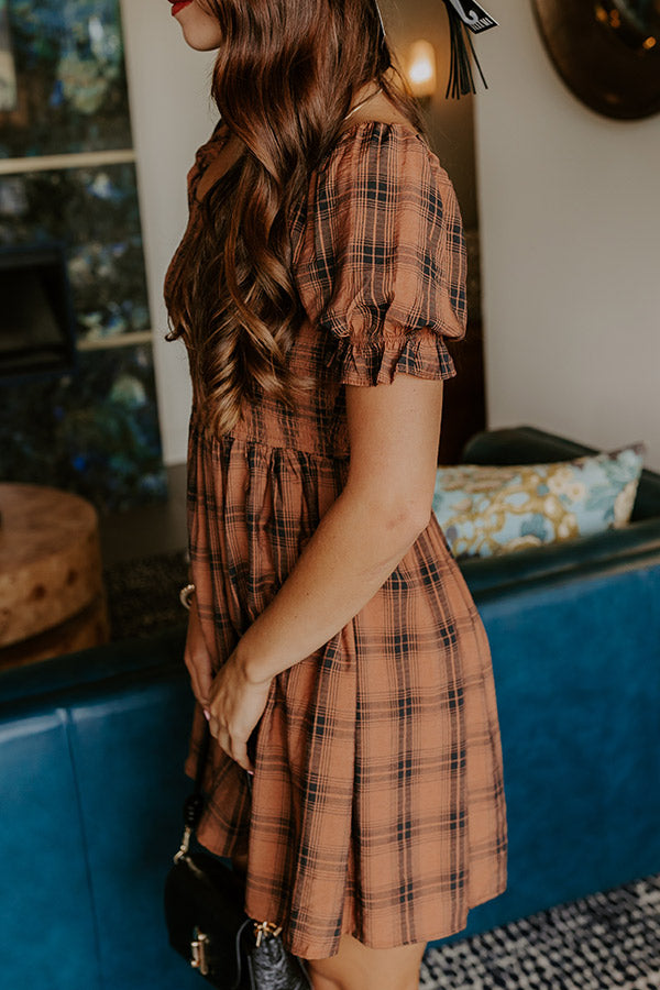 Cider Season Smocked Mini Dress in Cinnamon L / Cinnamon Cider Season Smocked Mini Dress in Cinnamon L / Cinnamon