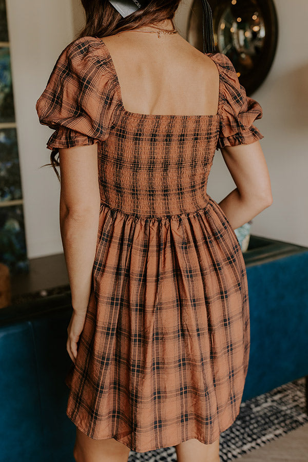 Cider Season Smocked Mini Dress in Cinnamon L / Cinnamon Cider Season Smocked Mini Dress in Cinnamon L / Cinnamon