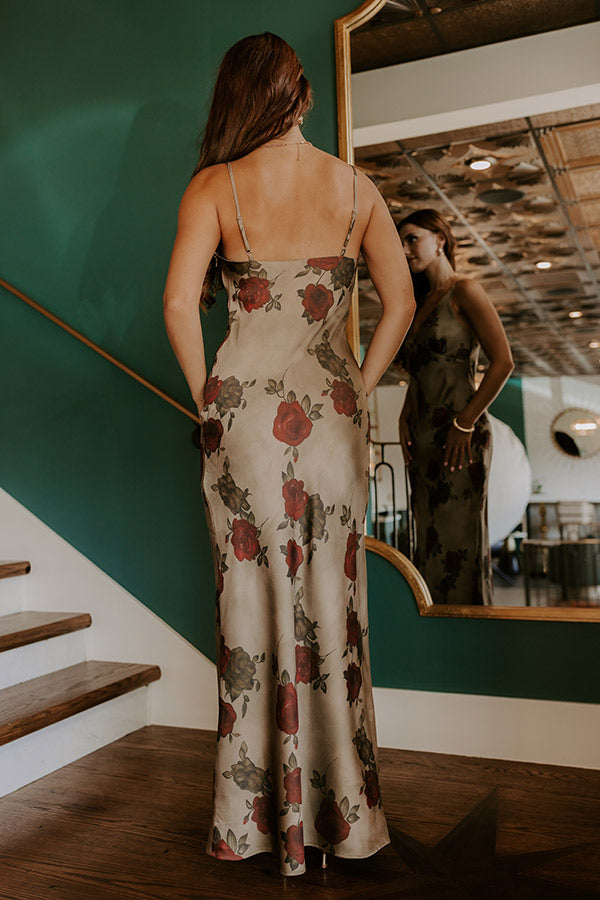 satin floral print cocktail dress Lady Black Tie - Soft Satin Floral Pink Midi Dress
