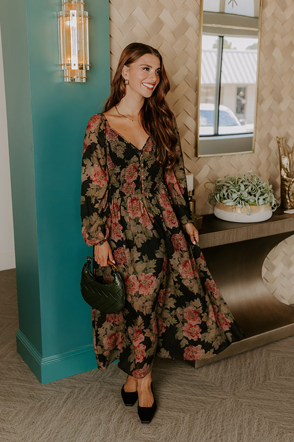 Secret Garden Floral Smocked Midi Dress Image 1