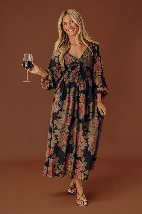 Secret Garden Floral Smocked Midi Dress Image - 1