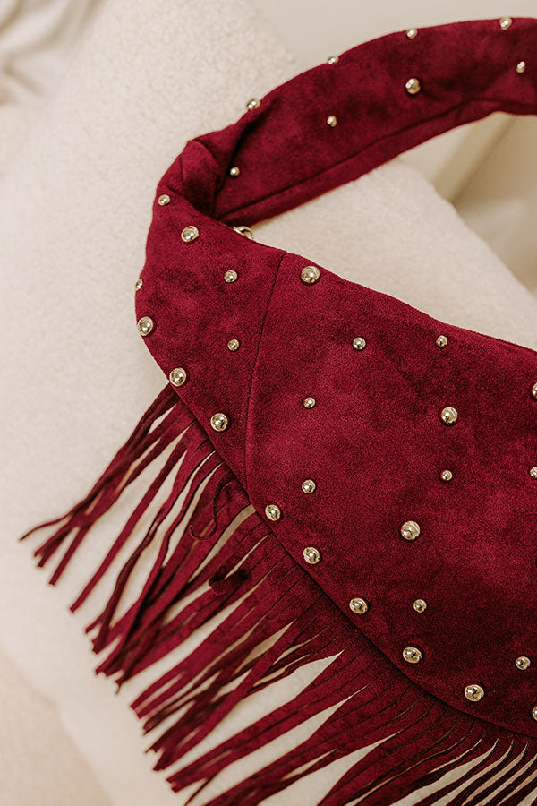 Boho Feels Faux Suede Fringe Purse in Wine Image 3