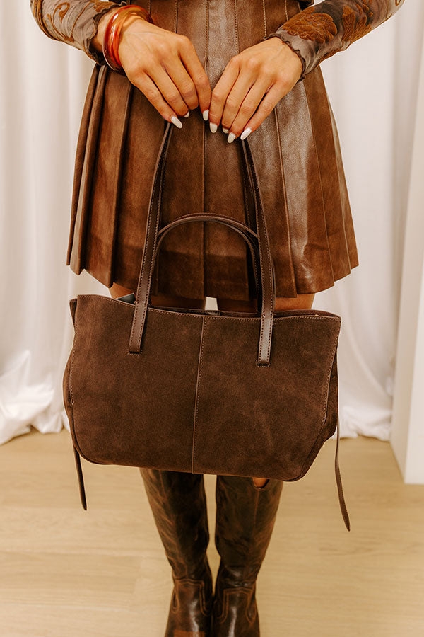 The City Life Faux Suede Tote in Chestnut Image 1