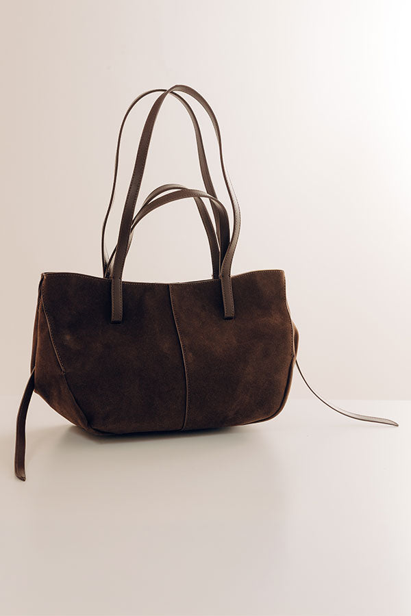 The City Life Faux Suede Tote in Chestnut Image - 4