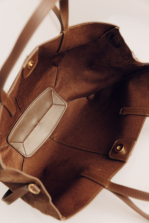 The City Life Faux Suede Tote in Chestnut Image - 3