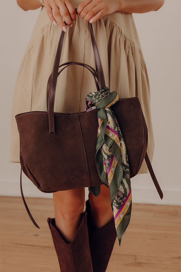 The City Life Faux Suede Tote in Chestnut Image - 1