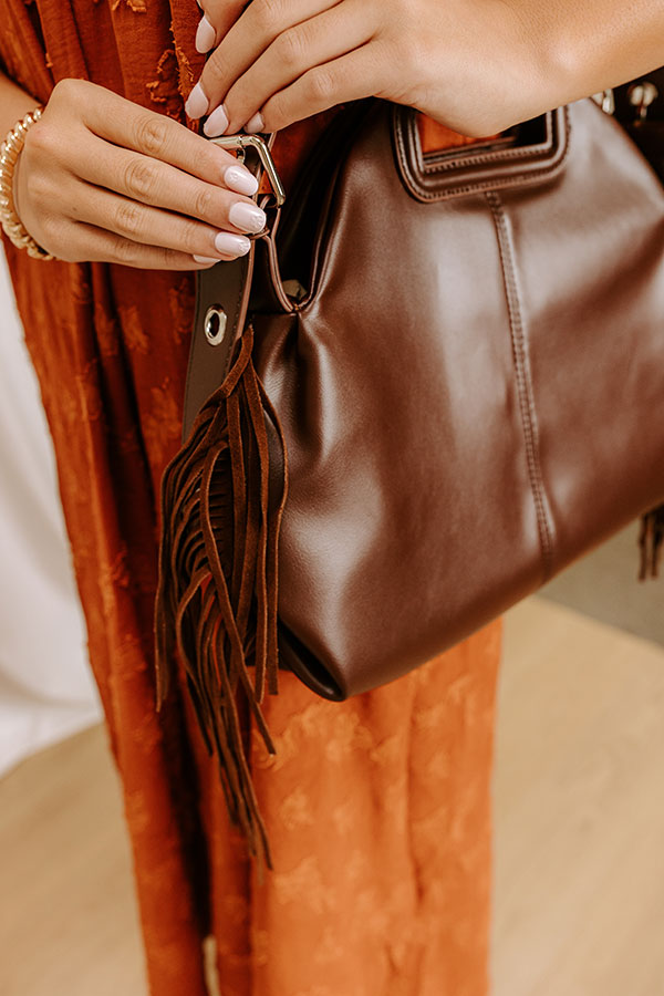 Metropolitan Muse Faux Leather Fringe Purse in Chestnut Image 2