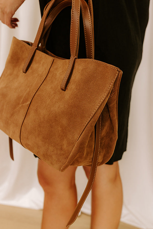 The City Life Faux Suede Tote in Chocolate Image - 4