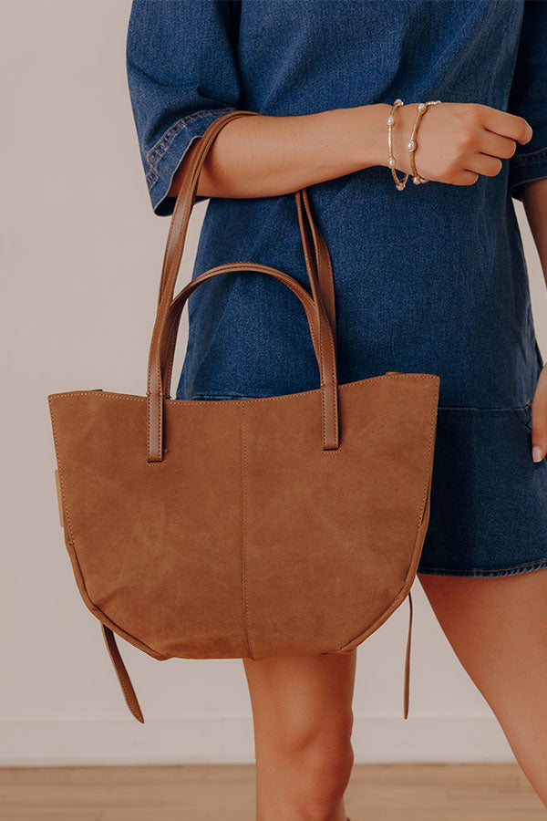 The City Life Faux Suede Tote in Chocolate