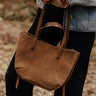 The City Life Faux Suede Tote in Chocolate Image - 1