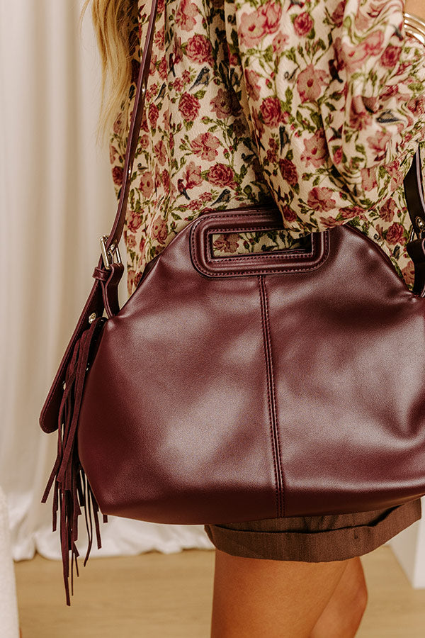 Metropolitan Muse Faux Leather Fringe Purse in Merlot Image 2