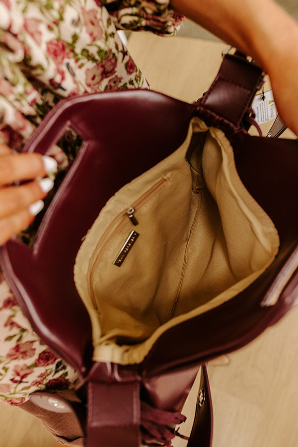 Metropolitan Muse Faux Leather Fringe Purse in Merlot Image 4