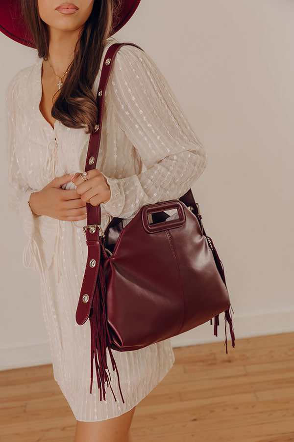 Metropolitan Muse Faux Leather Fringe Purse in Merlot Image - 1