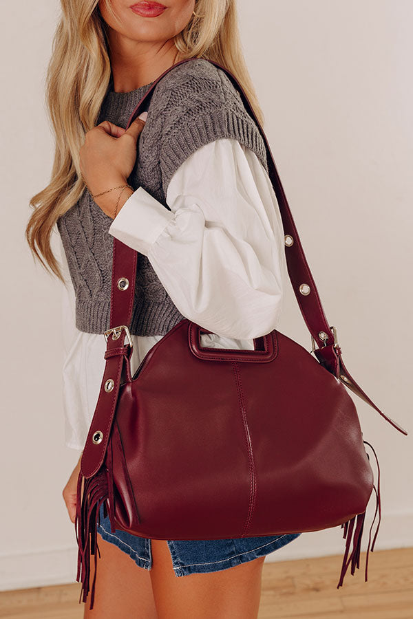 Metropolitan Muse Faux Leather Fringe Purse in Merlot Image - 1