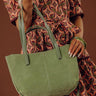 The City Life Faux Suede Tote in Sage Image - 1