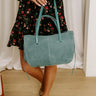 The City Life Faux Suede Tote in Light Teal Image 1