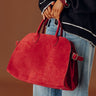 Casual Outing Faux Suede Tote in Red Image - 1