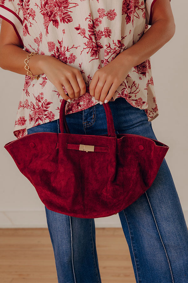 Soho Stroll Faux Suede Tote in Wine
